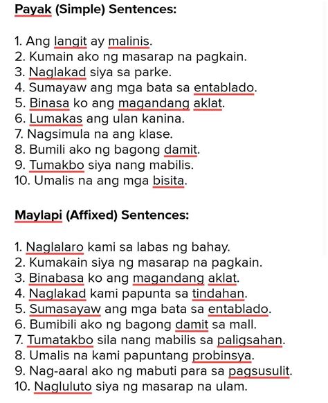 Give me 3 example of payak (IN SENTENCE). .